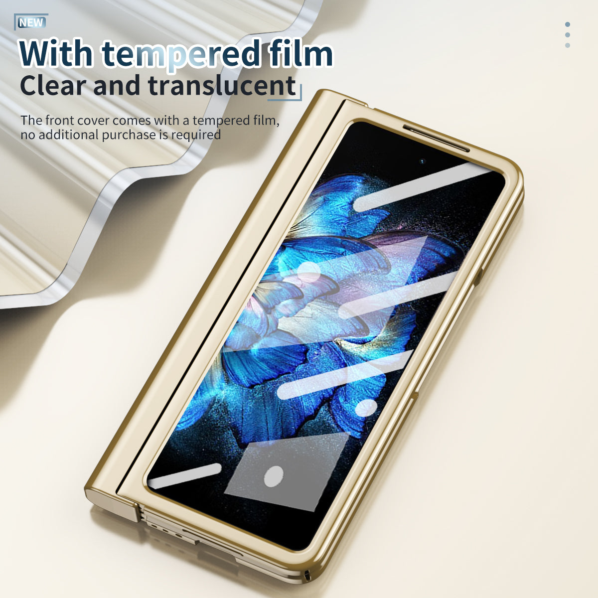 For vivo X Fold Tempered Glass Film Electroplating Phone Case Pen Slot Hinge Folding Hard PC Cover with Stylus Pen - Gold