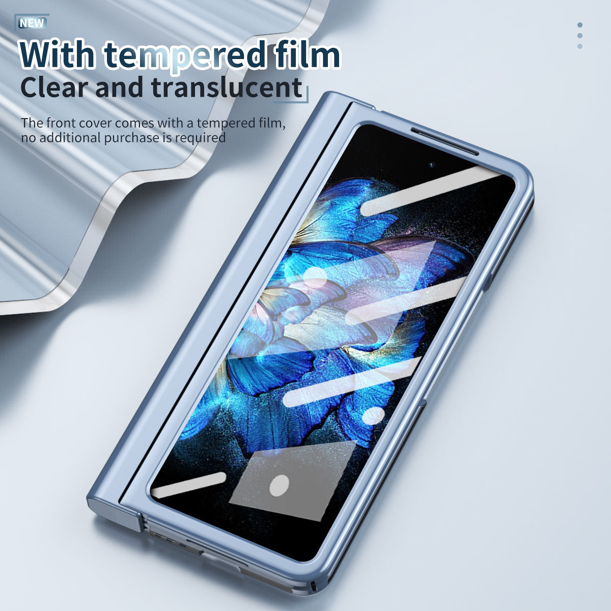 For vivo X Fold Tempered Glass Film Electroplating Phone Case Pen Slot Hinge Folding Hard PC Cover with Stylus Pen - Blue