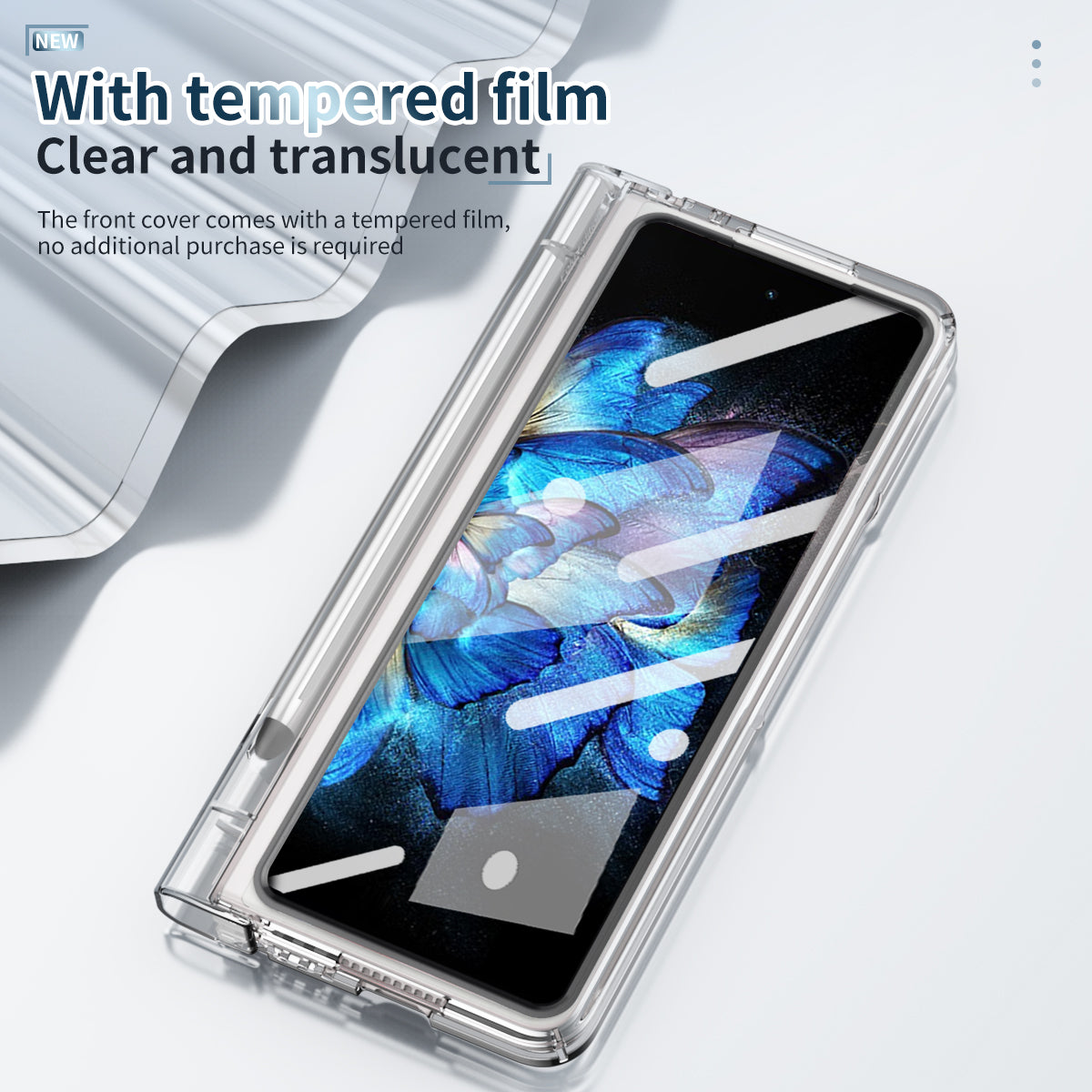 For vivo X Fold Tempered Glass Film Electroplating Phone Case Pen Slot Hinge Folding Hard PC Cover with Stylus Pen - Transparent