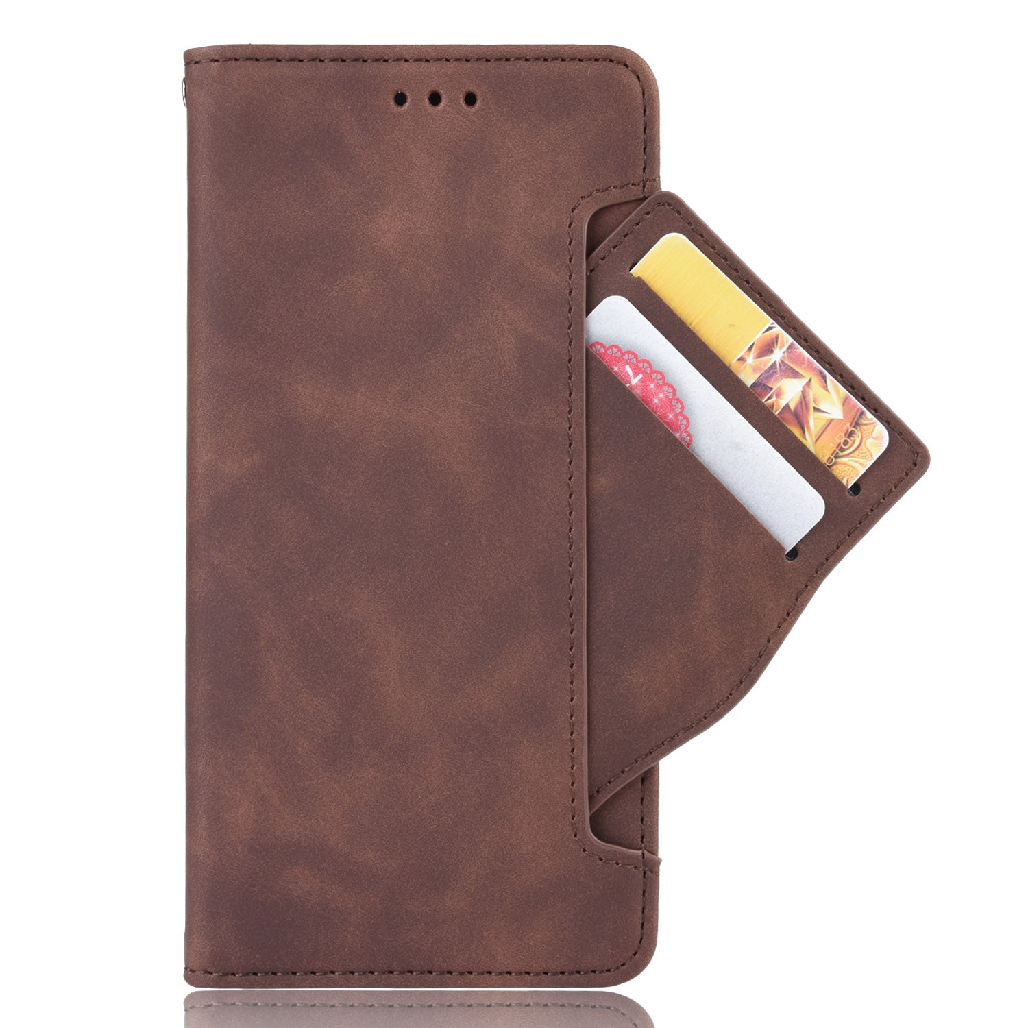 For vivo X Fold Phone Case Anti-fall Magnetic Wallet Style Stand Shockproof PU Leather Phone Cover with Card Slots - Brown