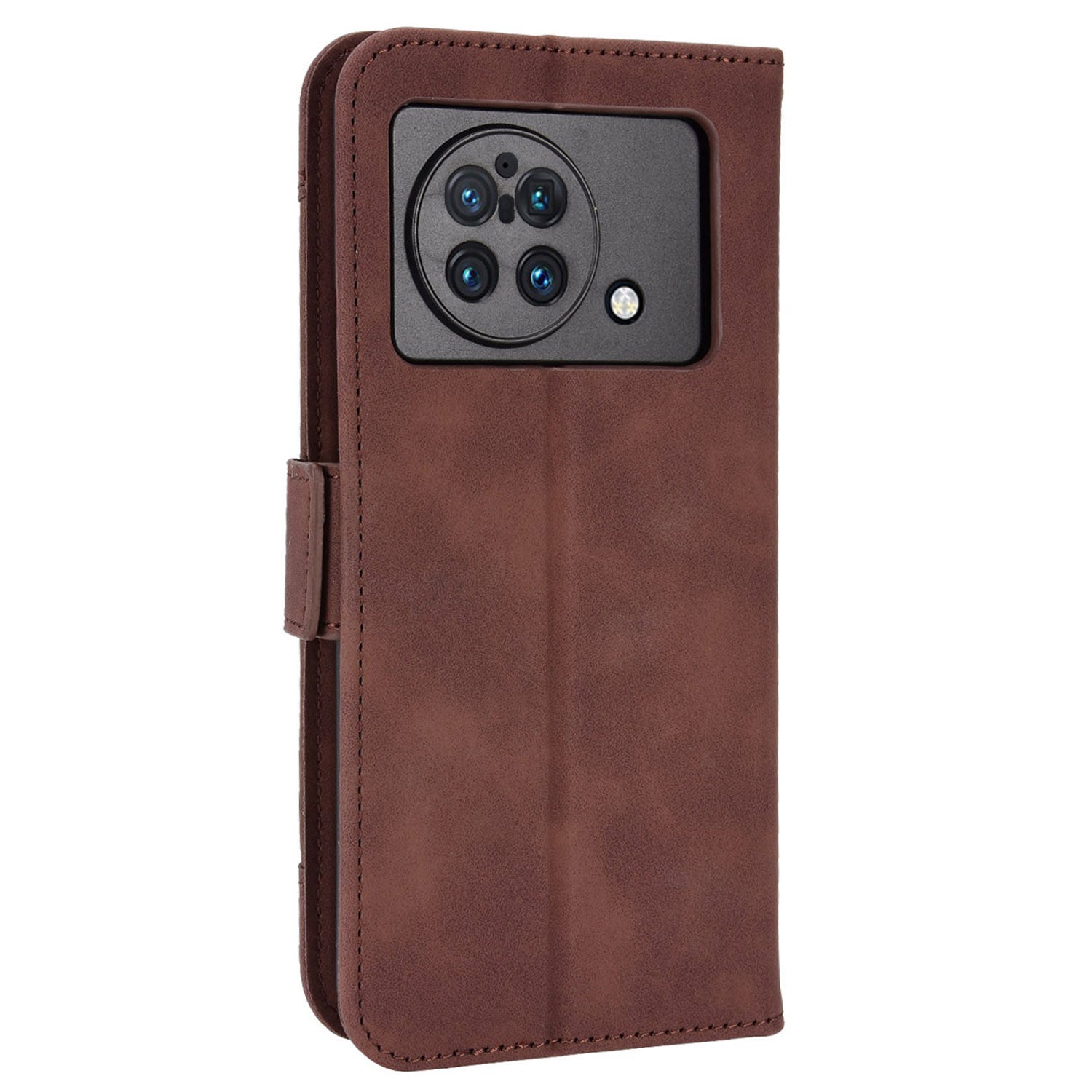 For vivo X Fold Phone Case Anti-fall Magnetic Wallet Style Stand Shockproof PU Leather Phone Cover with Card Slots - Brown