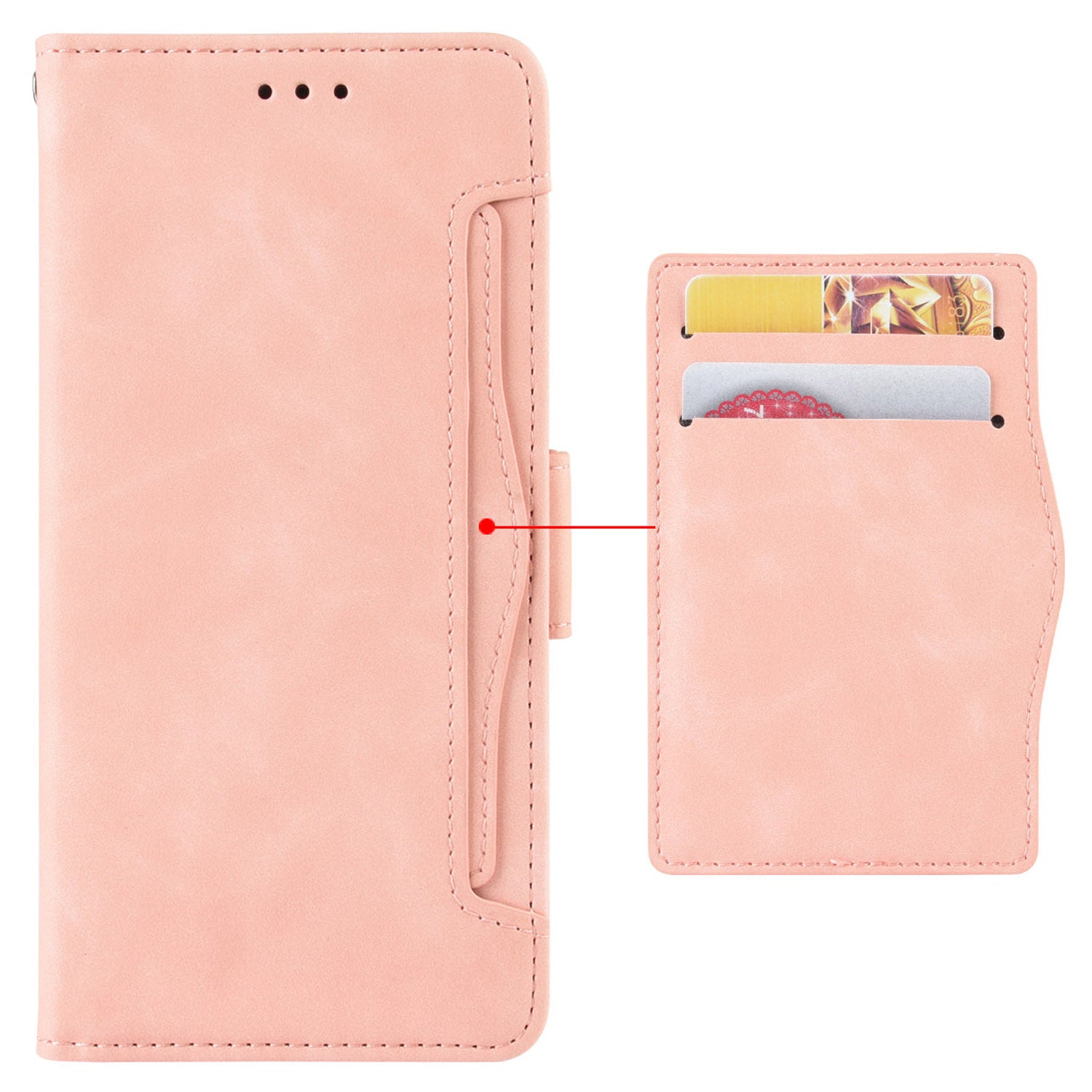 For vivo X Fold Phone Case Anti-fall Magnetic Wallet Style Stand Shockproof PU Leather Phone Cover with Card Slots - Pink