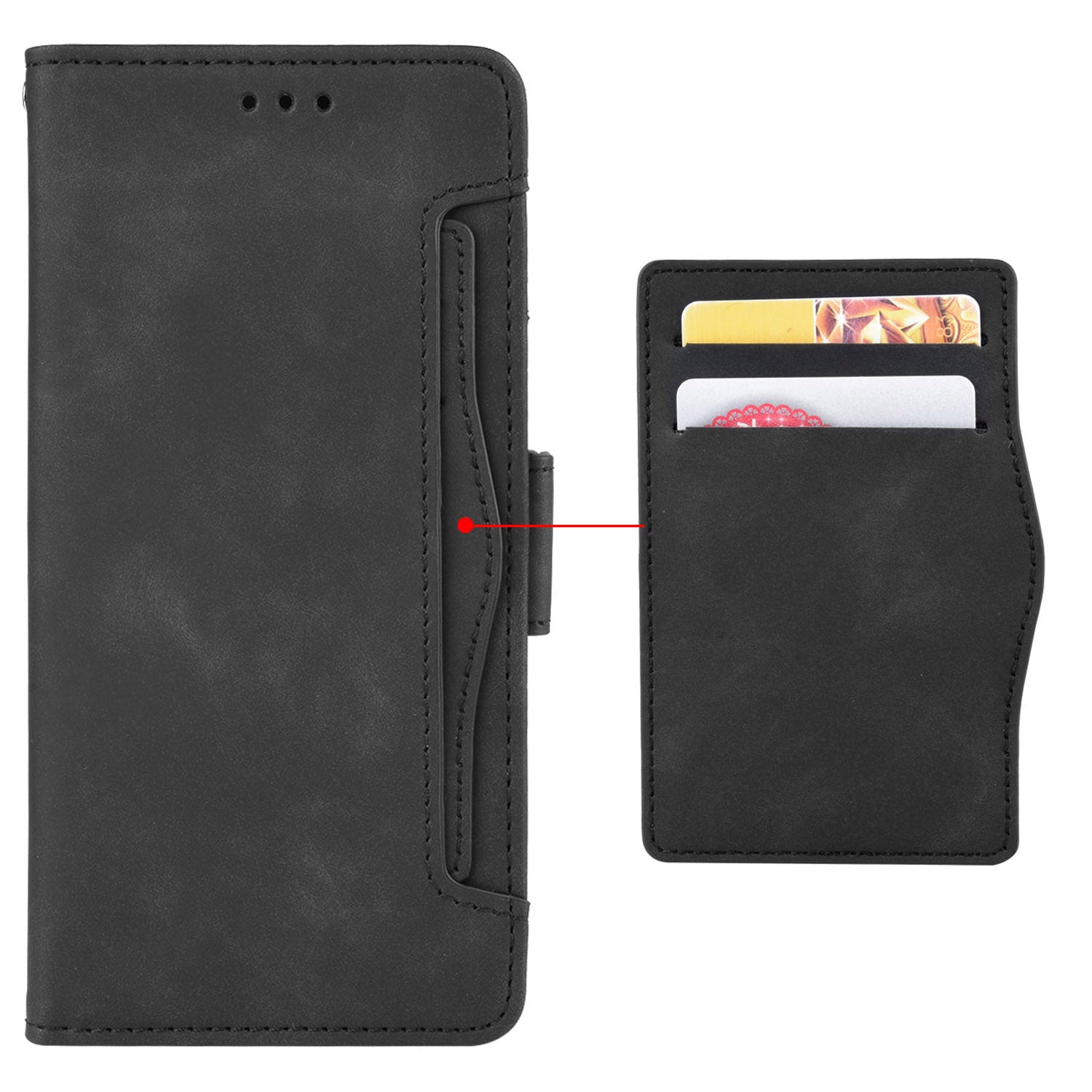 For vivo X Fold Phone Case Anti-fall Magnetic Wallet Style Stand Shockproof PU Leather Phone Cover with Card Slots - Black