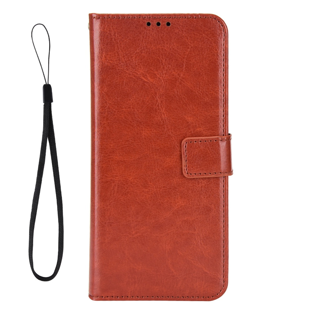 For vivo X Fold Shockproof Phone Cover Crazy Horse Texture PU Leather Covering Shell TPU Inner Phone Case with Stand Wallet - Brown