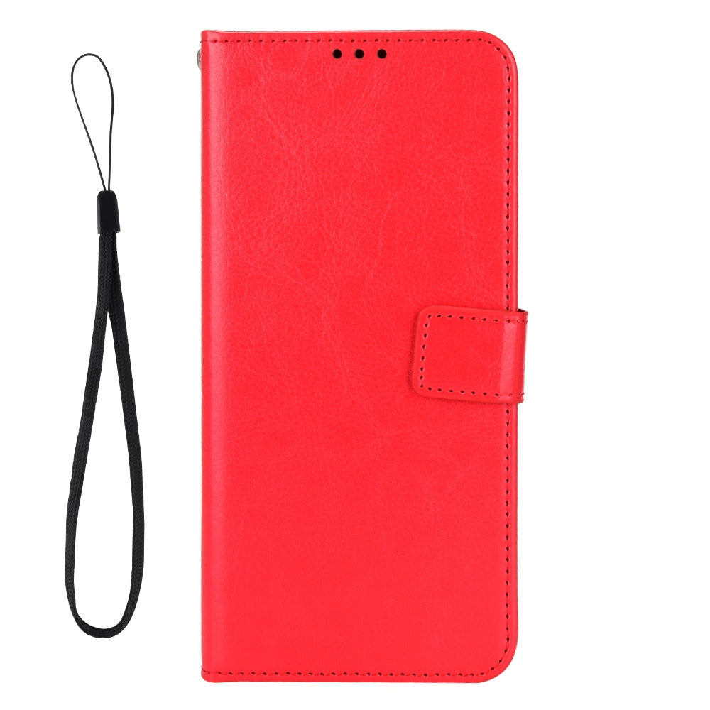 For vivo X Fold Shockproof Phone Cover Crazy Horse Texture PU Leather Covering Shell TPU Inner Phone Case with Stand Wallet - Red