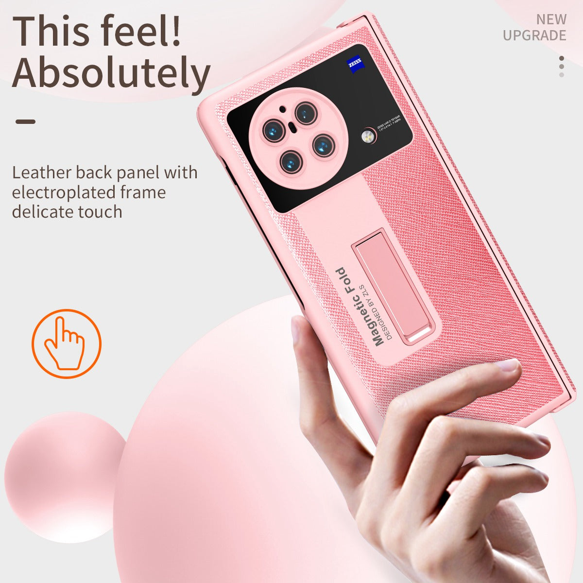 For vivo X Fold Shockproof Phone Case PU Leather + Hard PC Protective Shell Kickstand Case with Stylus - Pink
