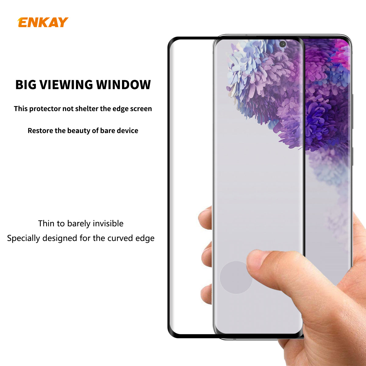 ENKAY 0.26mm 9H 3D Curved Full Glue Tempered Glass Full Screen Film Protector for Samsung Galaxy S20 4G/S20 5G