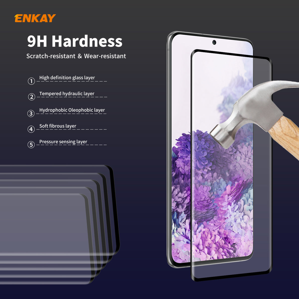 ENKAY 0.26mm 9H 3D Curved Full Glue Tempered Glass Full Screen Film Protector for Samsung Galaxy S20 4G/S20 5G