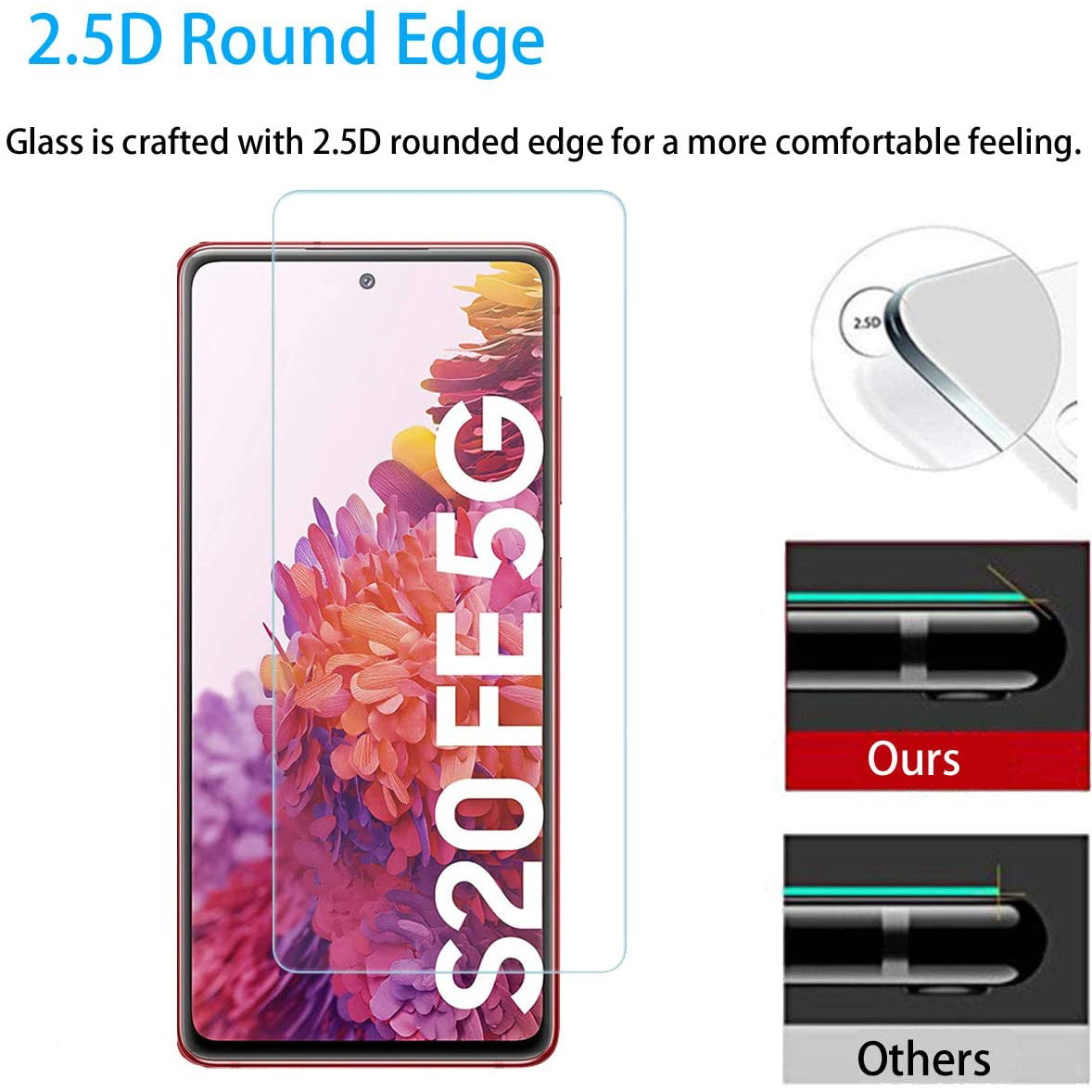 2.5D 9H Arc Edge Tempered Glass Screen Protector for Samsung Galaxy S20 FE/S20 Fan Edition/S20 Lite with Camera Lens Film