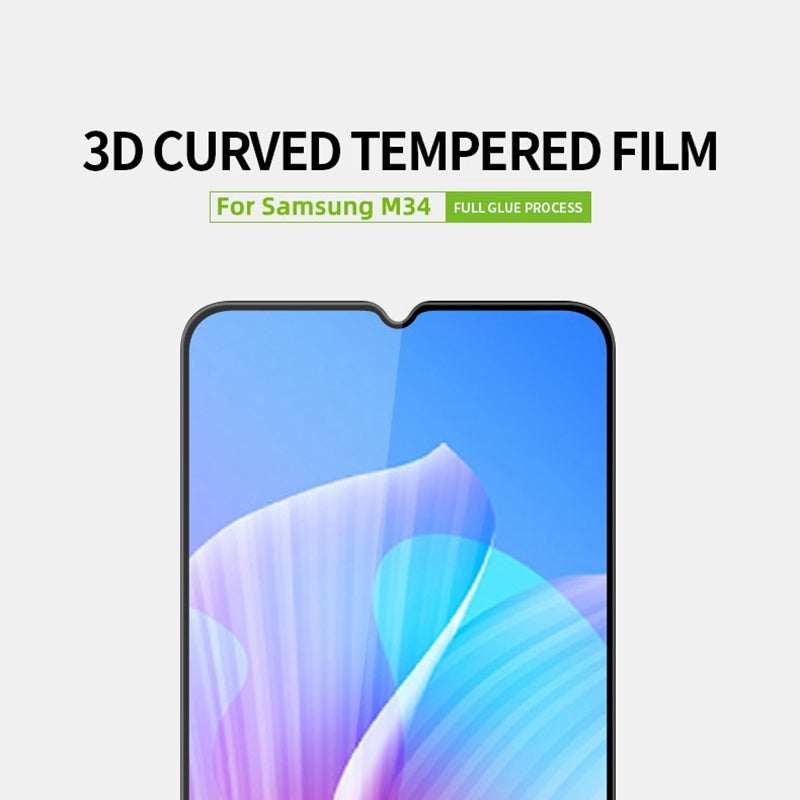 PINWUYO JK 3D Curved Tempered Glass Film-2 for Samsung Galaxy F34 5G / M34 5G HD Clear Full Glue High Aluminum-silicon Glass Screen Protector