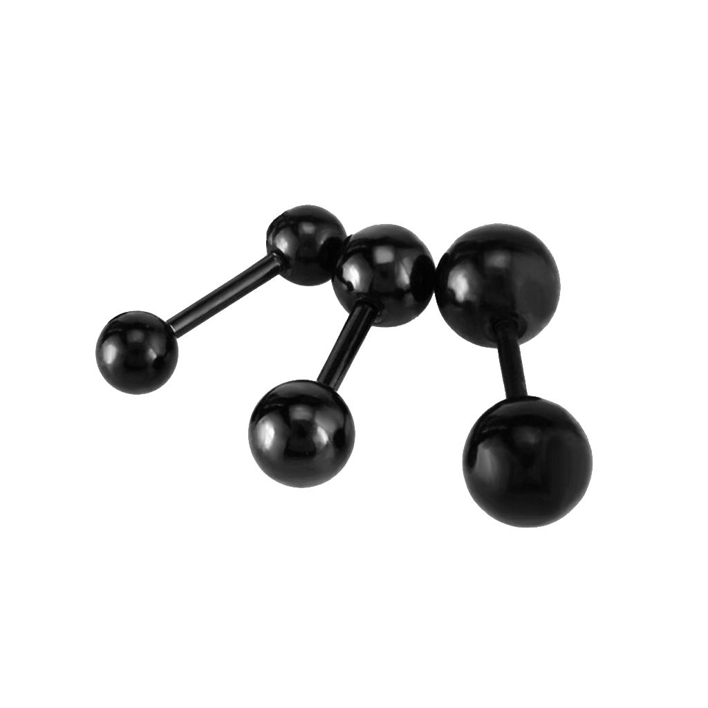 3Pcs Surgical Steel Barbell Ear Bone Rings Body Piercing Black