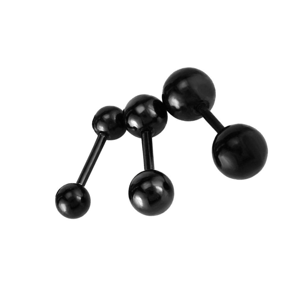 3Pcs Surgical Steel Barbell Ear Bone Rings Body Piercing Black