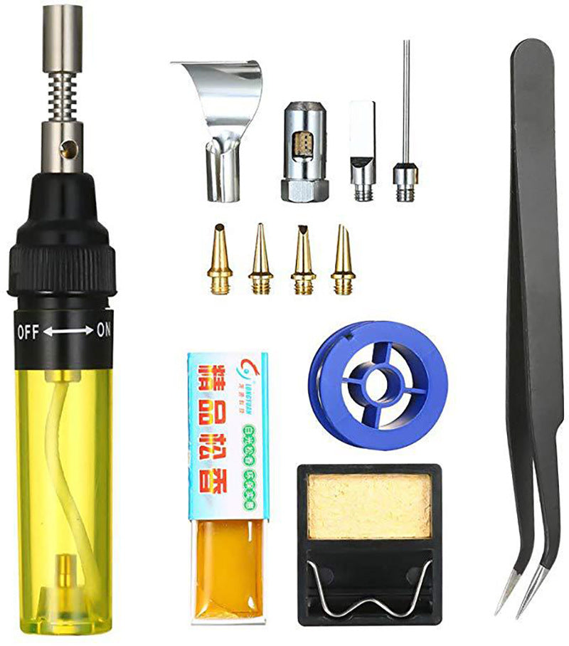 AT-100 1300 Celsius Degrees Butane Gas Iron Cordless Butane Tip Tool Welding Pen Burner Blow Torch - Yellow