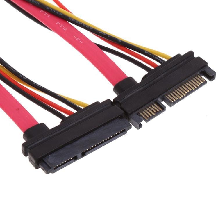 15 + 7 Pin Serial ATA Male to Female Data Power Extension Cable for SATA HDD, Length: 26cm (Style1)