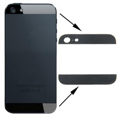 Original Back Cover Top & Bottom Glass Lens for iPhone 5 (Black)