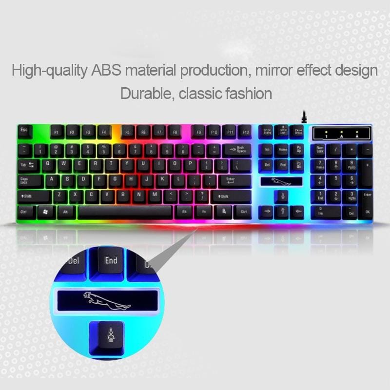 ZGB G21 1600 DPI Professional Wired Colorful Backlight Mechanical Feel Suspension Keyboard + Optical Mouse Kit for Laptop, PC (White)