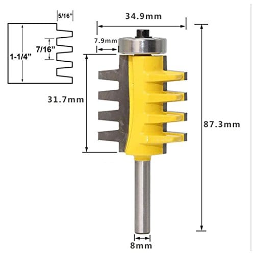 1-1/4'' Reversible Shank Finger Glue Joint Router Bit Cutter Woodworking Tool