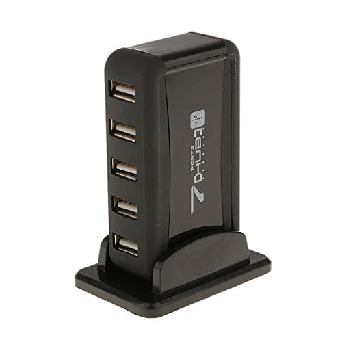 USB 7 Port Extended Recharger 7 Port USB 2.0 Hub with AC Adapter & Vertical Stand EU Plug