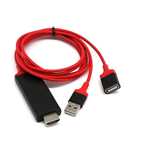 USB to HDMI Cable Adapter, Digital AV Adapter Lead HD Splitter Cable for iPhone Samsung iPad to Mirror on HDTV Projector - Plug and Play MHL Cable Red