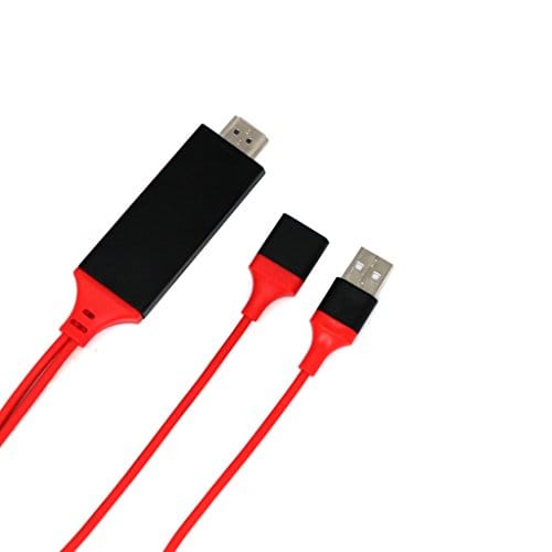 USB to HDMI Cable Adapter, Digital AV Adapter Lead HD Splitter Cable for iPhone Samsung iPad to Mirror on HDTV Projector - Plug and Play MHL Cable Red