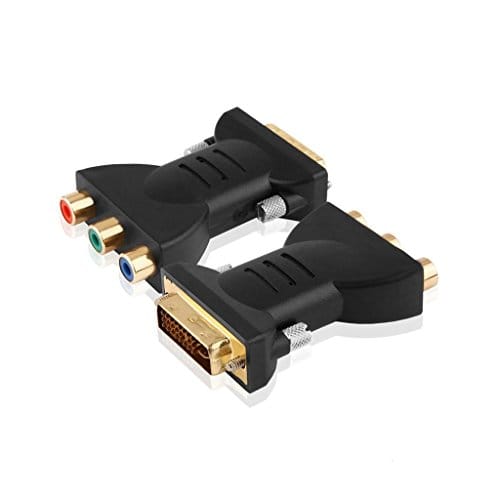 Standard DVI-I 24+5 Male to Black 3 RCA Female Connector Converter Adapter