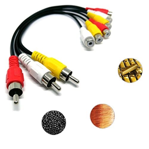 3 RCA Male Jack to 6 RCA Female Plug Splitter Audio Video AV Adapter Cable Cord