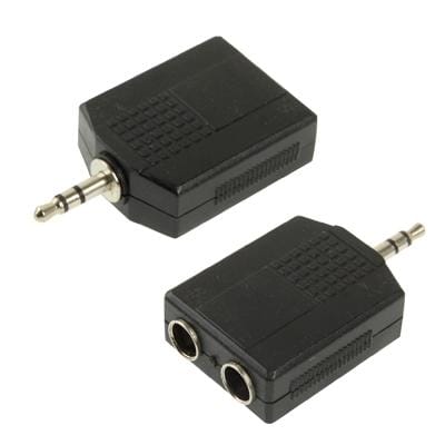 3.5mm Male to 2 Female 6.35mm Audio Adapter (Black)