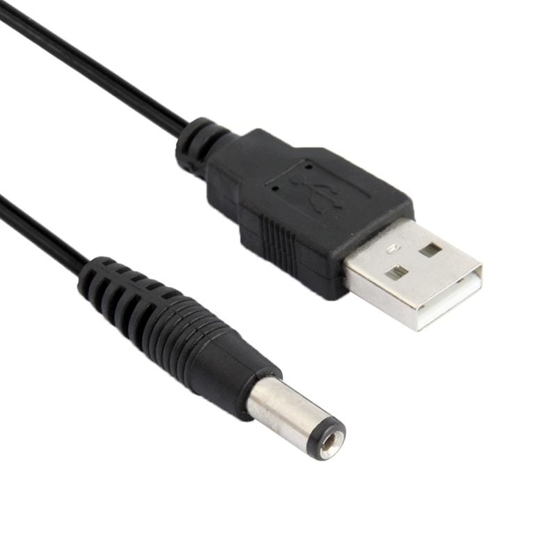 USB Male to DC 5.5 x 2.1mm Power Cable, Length: 60cm (Black)