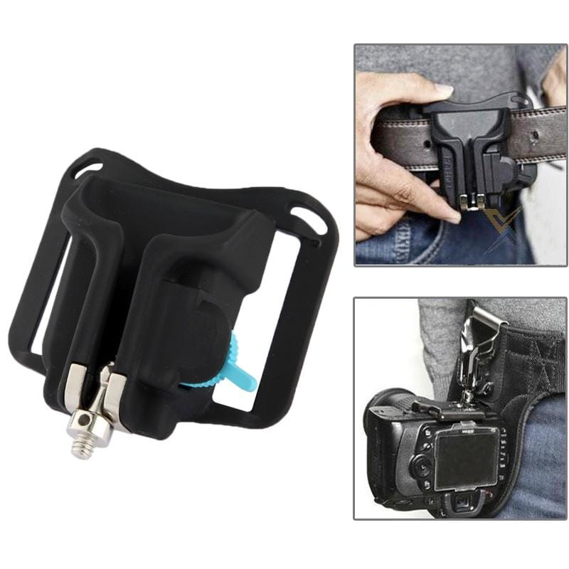 Camera Holster Waist Belt Buckle Button Fast Loading for All Camera (Black)