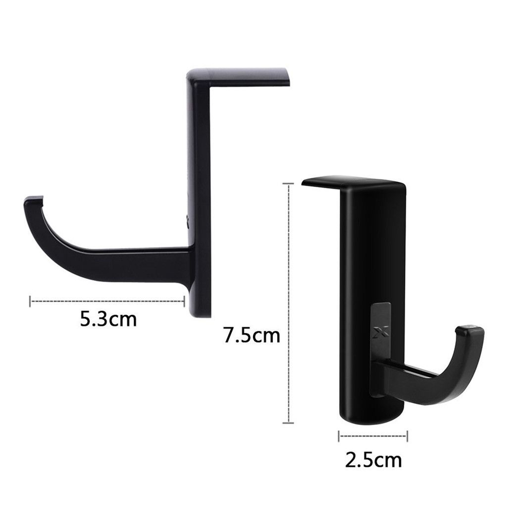 Headphone Headset Hanger Holder Wall PC Monitor Stand Hook Sticky Black