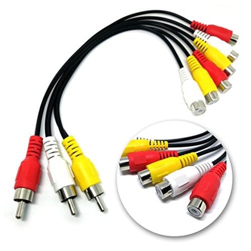 3 RCA Male Jack to 6 RCA Female Plug Splitter Audio Video AV Adapter Cable Cord