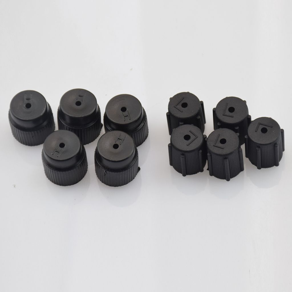 10 Pieces AC A/C Charging Port Service Caps R134a R12 13mm & 16mm Black