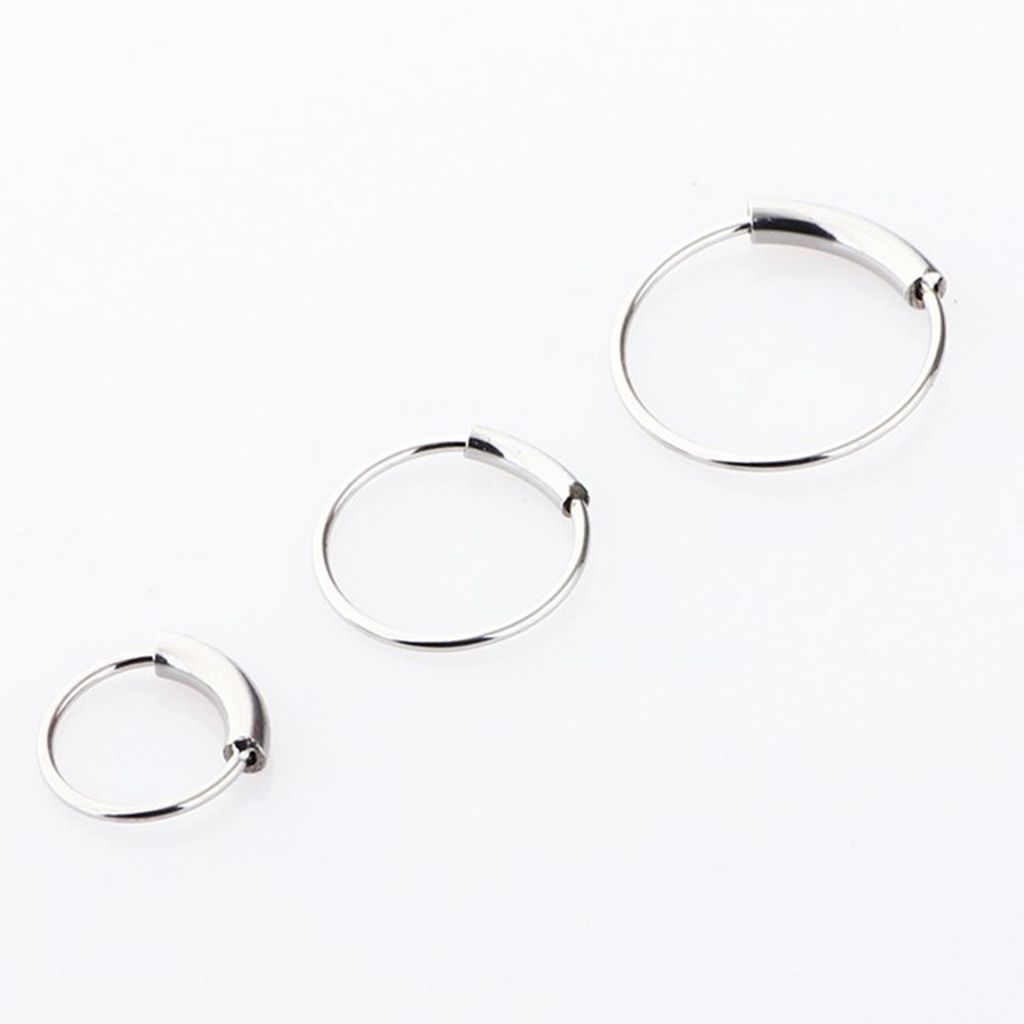 2pcs Nose Ring Nose Hoop Tragus Helix Ear Piercing Steel Ring 8mm Silver