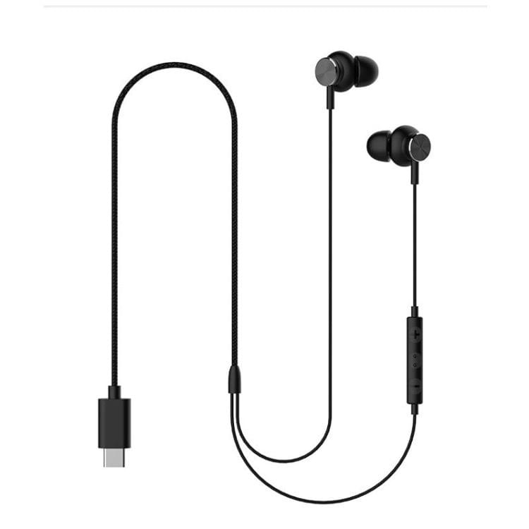 GS-X1 1.2m Wired In Ear USB-C / Type-C Interface Mega Bass HiFi Earphones with Mic (Black)