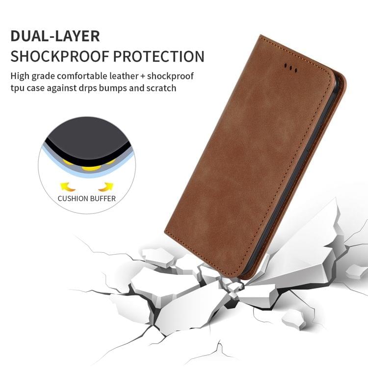 Retro Skin Feel Business Magnetic Horizontal Flip Leather Case for OnePlus 7(Brown)