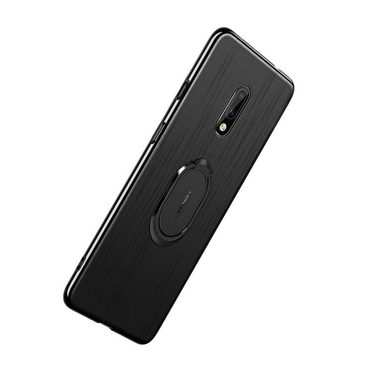 LONDOR Shockproof PC + TPU Case for OnePlus 7, with Metal Holder(Black)