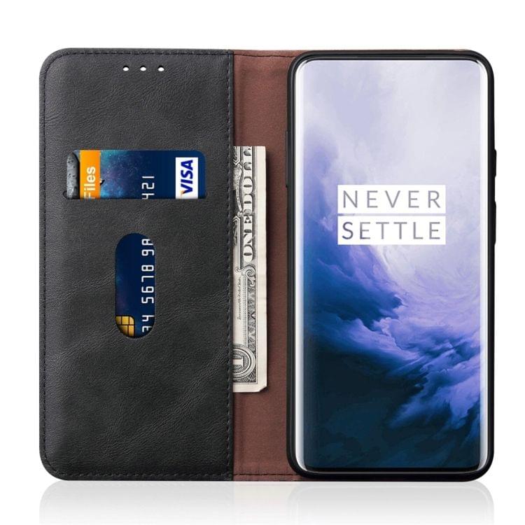 Casual Style Retro Crazy Horse Texture Horizontal Flip Leather Case for OnePlus 7 Pro, with Card Slots & Holder & Wallet (Black)