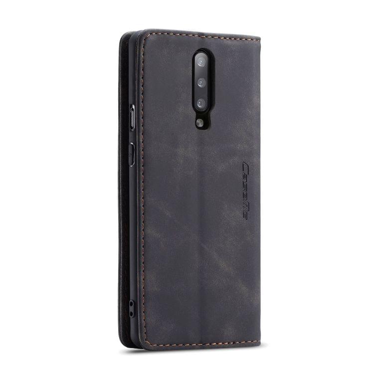 CaseMe-013 Multifunctional Retro Frosted Horizontal Flip Leather Case for OnePlus 7 Pro, with Card Slot & Holder & Zipper Wallet & Photo Frame(Black)