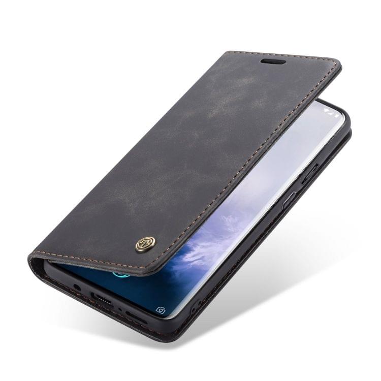 CaseMe-013 Multifunctional Retro Frosted Horizontal Flip Leather Case for OnePlus 7 Pro, with Card Slot & Holder & Zipper Wallet & Photo Frame(Black)