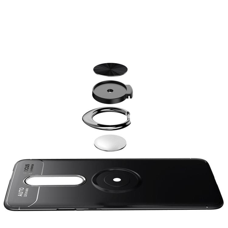 Metal Ring Holder 360 Degree Rotating TPU Case for OnePlus 7 Pro(Black+Black)