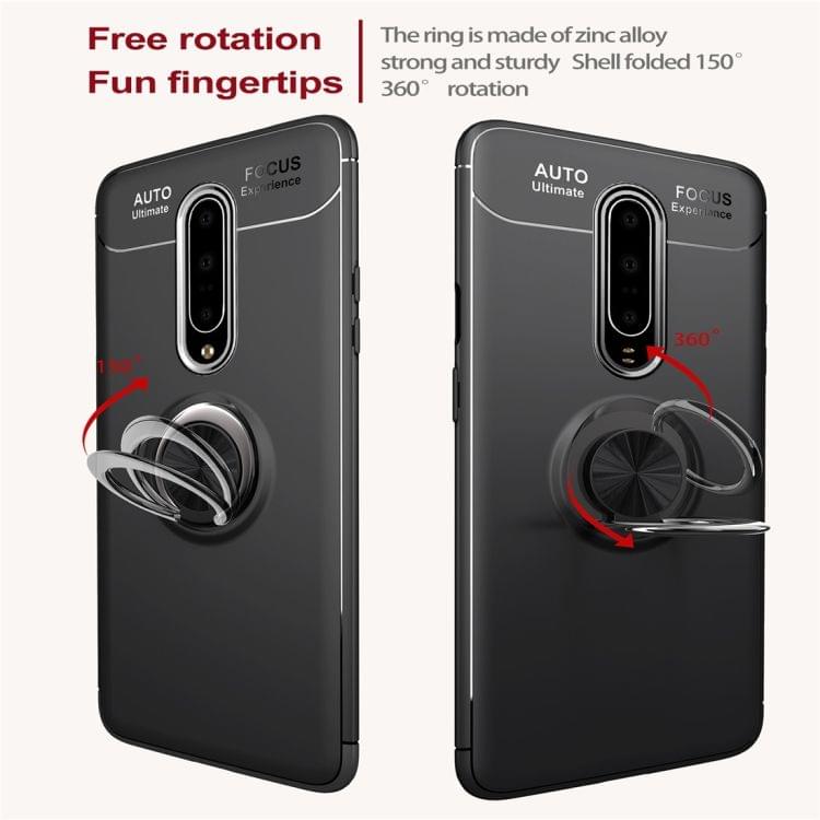 Metal Ring Holder 360 Degree Rotating TPU Case for OnePlus 7 Pro(Black+Black)