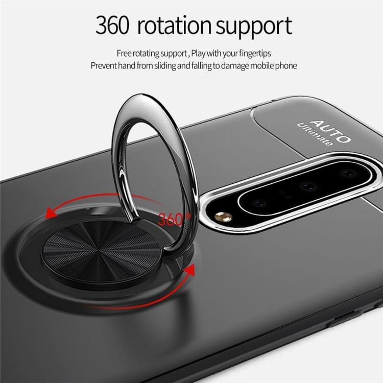 Metal Ring Holder 360 Degree Rotating TPU Case for OnePlus 7 Pro(Black+Black)