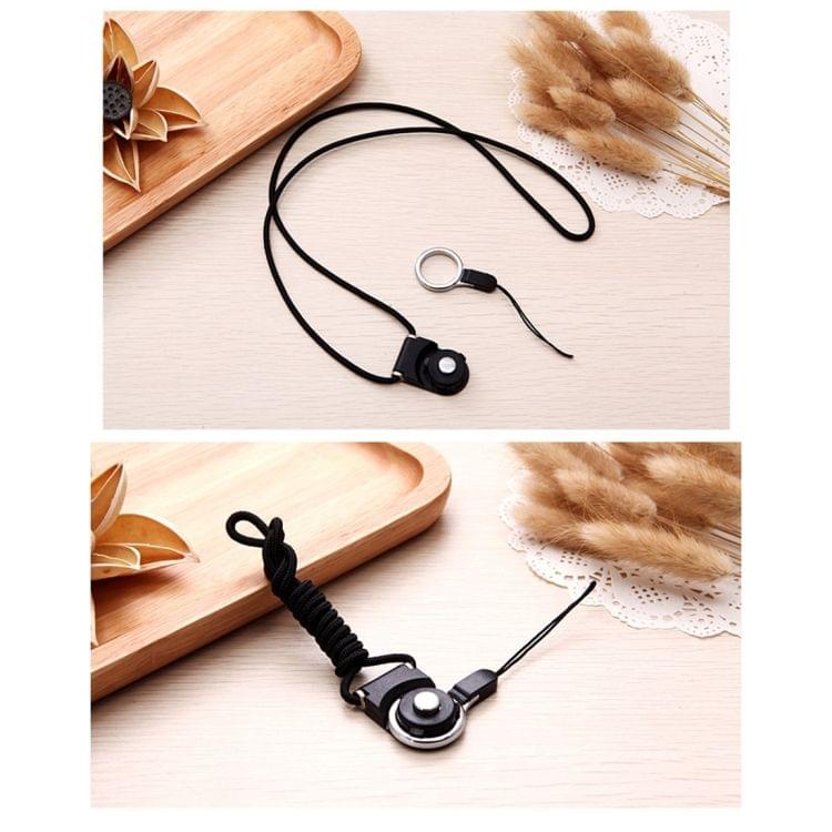 10 PCS Rotating Buckle Split Lanyard Long Neck Hanging Detachable Mobile Phone Strap(Black)