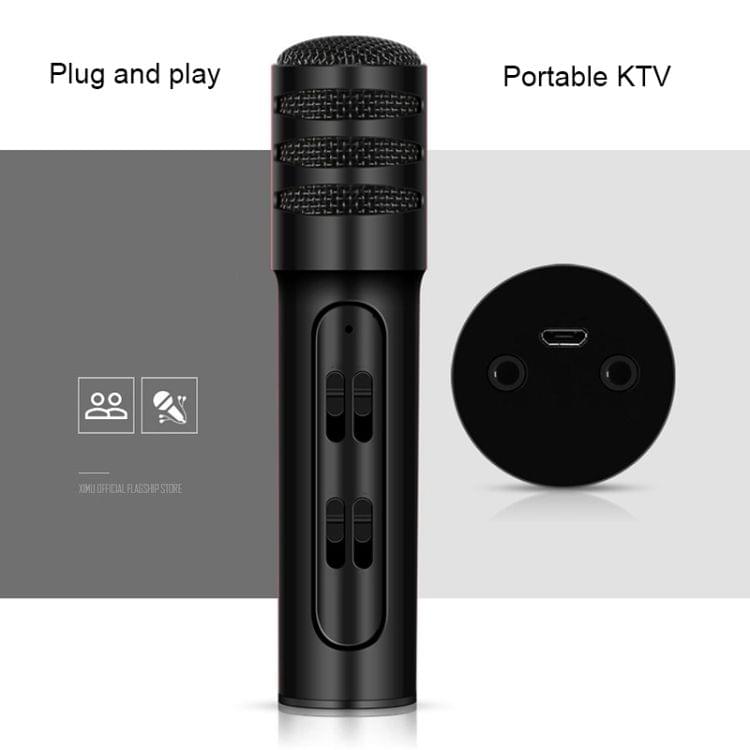 BGN-C7 Condenser Microphone Dual Mobile Phone Karaoke Live Singing Microphone Built-in Sound Card(Black)