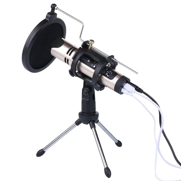 PS-5 Universal Live Broadcast Bracket Tripod Holder with Anti-spray Net & Microphone Clip & Shockproof Clip