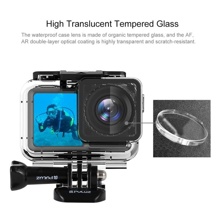 PULUZ 61m Underwater Waterproof Housing Diving Case for DJI Osmo Acition, with Buckle Basic Mount & Screw