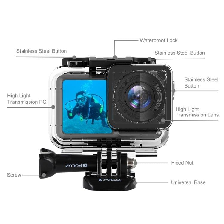 PULUZ 61m Underwater Waterproof Housing Diving Case for DJI Osmo Acition, with Buckle Basic Mount & Screw