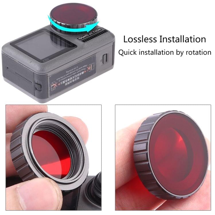 PULUZ Diving Color Lens Filter for DJI Osmo Action(Red)