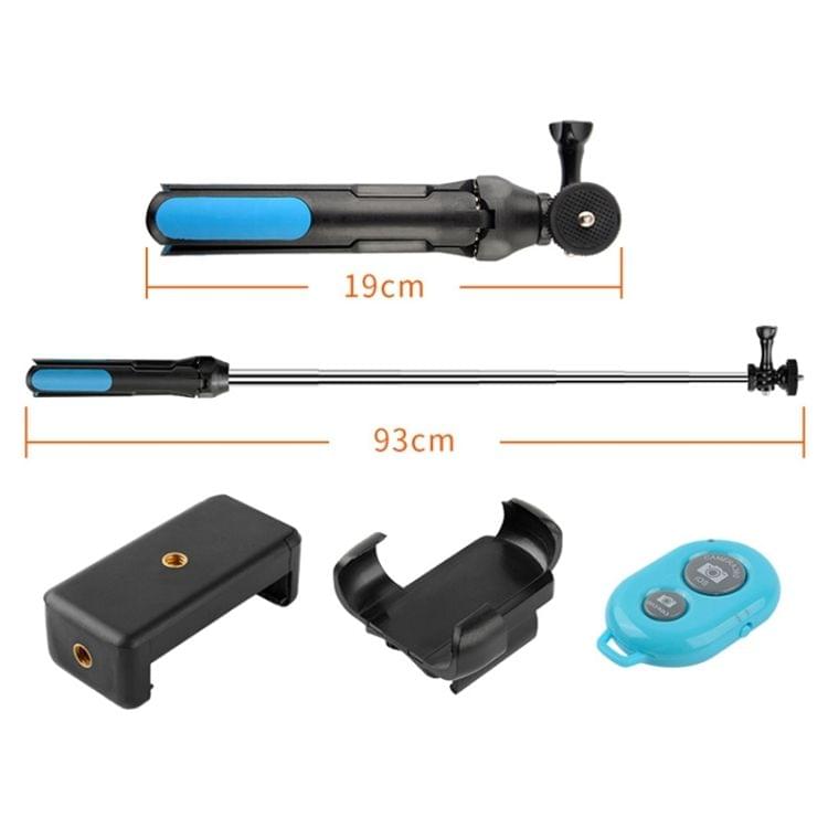 Bluetooth Remote Control Integrated Tripod Selfie Stick for Sports Camera / 4-6 inch Phones, Size:19-93cm(Blue)