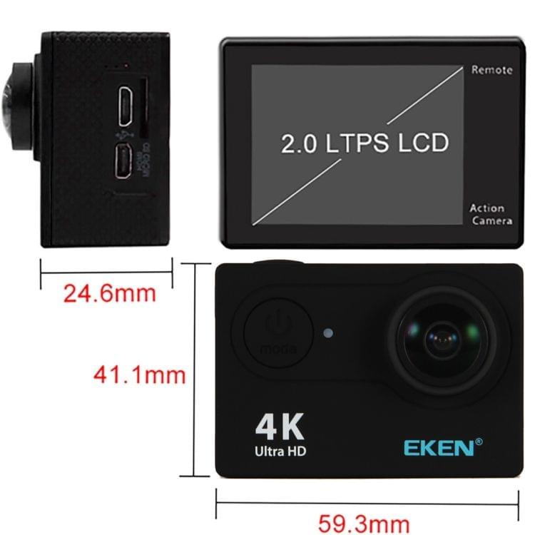 EKEN H9R Ultra HD  4K WiFi Sport Camera with Remote Control & Waterproof Case, Sunplus SPCA6350, 2.0 inch LCD Screen, 170 Degree Wide Angle 6G+1IR Lens(Black)